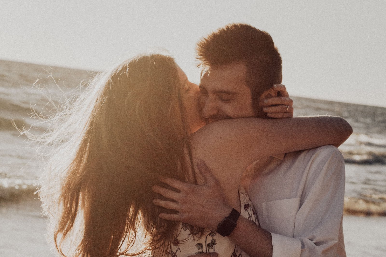 Couple in love on beach in summer