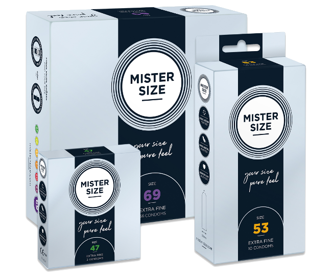 Dark stripe on the MISTER SIZE condom packaging